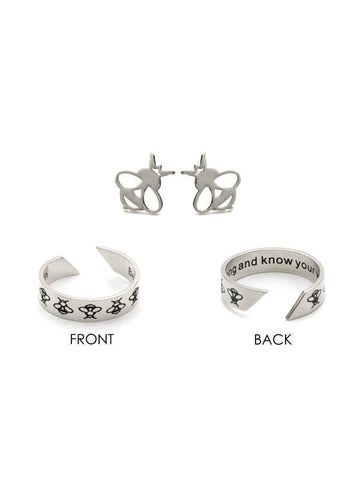 Set Silver Bee Ring/Earrings