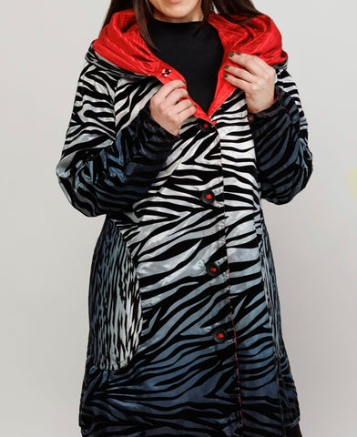 Black, white and red Reversible zebra jacket 