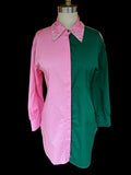 Pink and Green Embellished Shirtdress