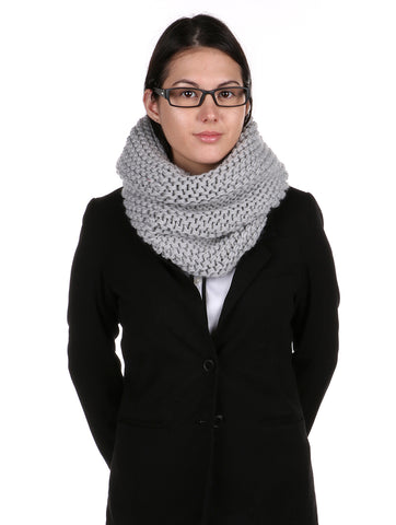 Grey Knitted Cowl Neck Scarf