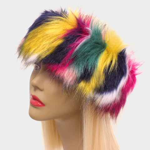 Multicolor fur headband