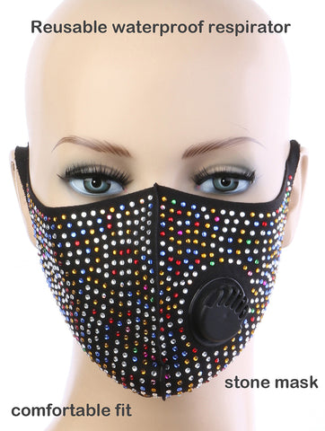 Multicolor Rhinestone Face Mask w/ Valve