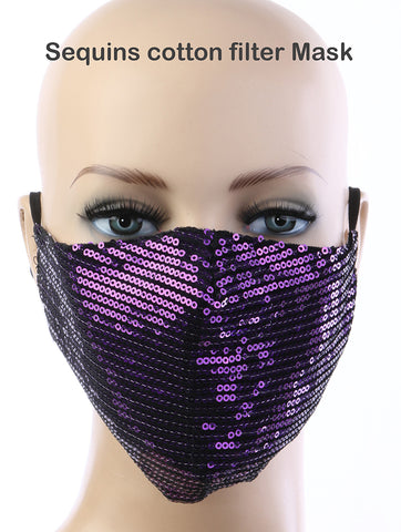 Purple Sequins Face Mask