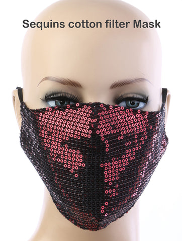 Maroon Sequin Face Mask