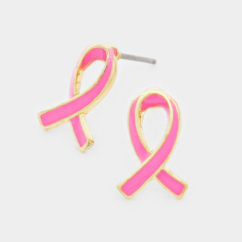 Pink Ribbon Earrings-Petite