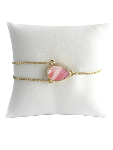 Pink Drawcord Pear Bracelet