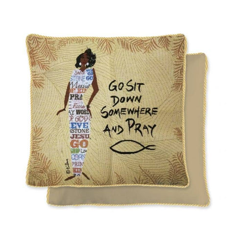Go Sit Down Somewhere And Pray  Woven Cushion Cover