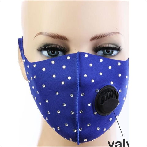 Blue Rhinestone Face Mask w/ Valve - face mask