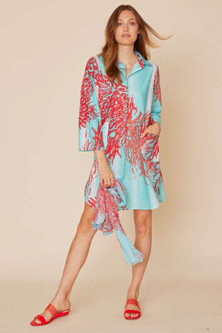 Gabriella Tunic Dress with Pockets in Ombre Coral