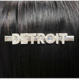 small Detroit rhinestone hair clip