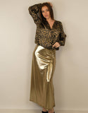 Metallic Silk Aspect Skirt - Elastic Waist | ISABELLA: Unique / Gold