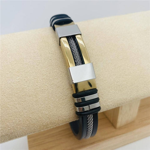 Men's Silicone Titanium Steel  Bracelet: Gold