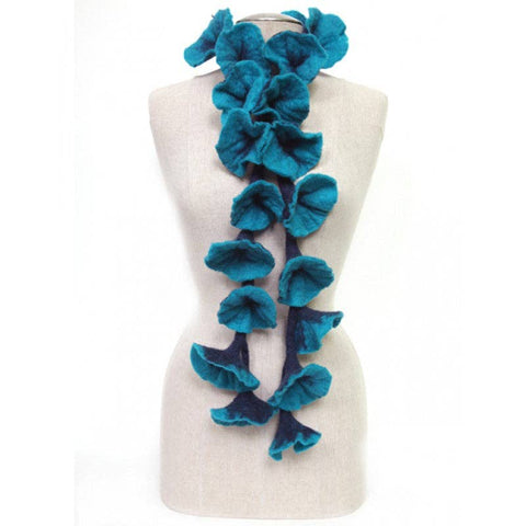 Felted flower scarves- Turquoise/ Navy