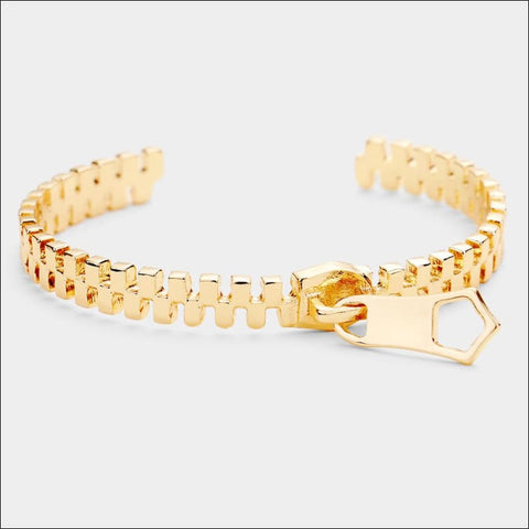 Metal Zipper Cuff Bracelet - bracelet