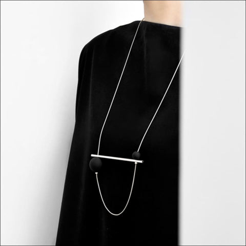 Pendulum Necklace (Black & Gold) - jewelry