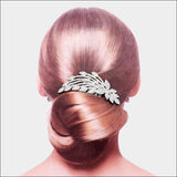Rhinestone Leaf Hair Comb - Hair Comb