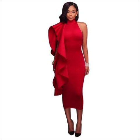 Ruffle Dress - Red / S - dress